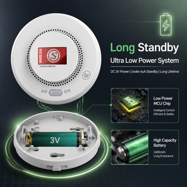 Senior Living Smoke Alarm Manufacturer, CE EN14604 UL RoHS FCC, Global Shipping to Saudi Arabia-Centre de produits-Wanlin Équipement Incendie-Détecteurs de fumée et de monoxyde de carbone