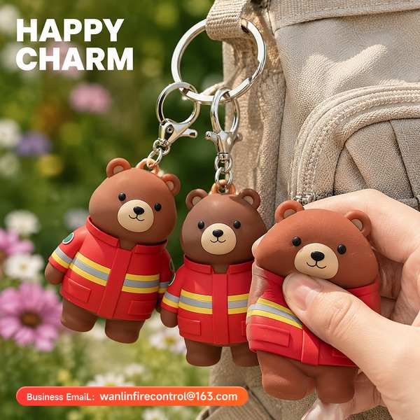 Fire Safety Plush With Helmet China Manufacturer, Fire Safety Mascot Plush Toy, OEM/ODM Global Shipp-Centre de produits-Wanlin Équipement Incendie-Détecteurs de fumée et de monoxyde de carbone