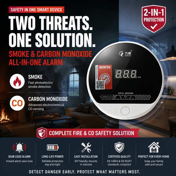 Combinaison de fumée et d'alarme de CO avec capteur photoélectrique pour l'Arabie saoudite: qualité premium par Wanlin-Centre de produits-Wanlin Équipement Incendie-Détecteurs de fumée et de monoxyde de carbone