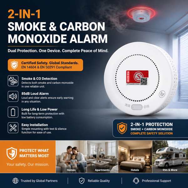 Interconnected Smoke and Carbon Monoxide Alarm - Wanlin 2-in-1 Smoke and CO Alarm Product Best Interconnected Smoke and Carbon Monoxide Alarm Manufacturer | Hungary Export - CE/FCC/RoHS Wanlin