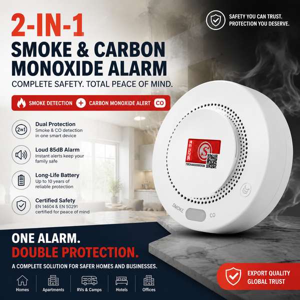 Smart Combination Smoke and CO Detector - Wanlin 2-in-1 Smoke and CO Alarm Product Best Smart Combination Smoke and CO Detector Manufacturer | Vietnam Export - CE/FCC/RoHS Wanlin