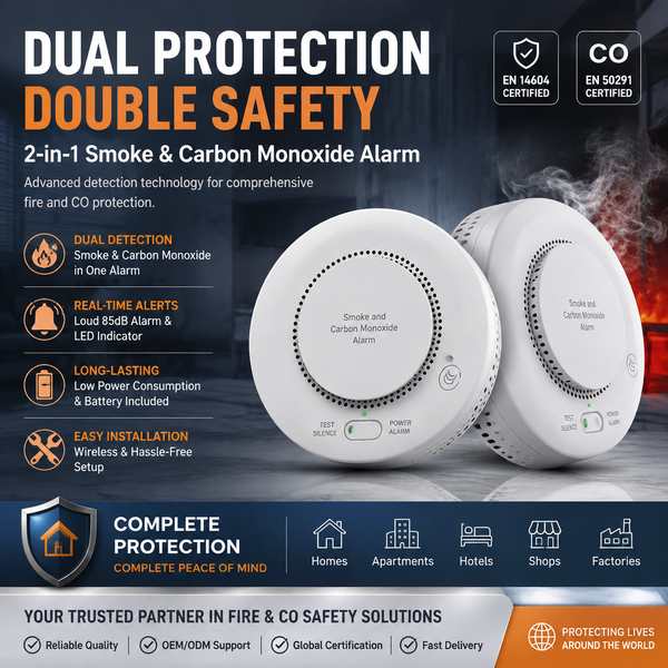 Best Hardwired Combination Smoke and CO Alarm Manufacturer | France Export - CE/FCC/RoHS Wanlin