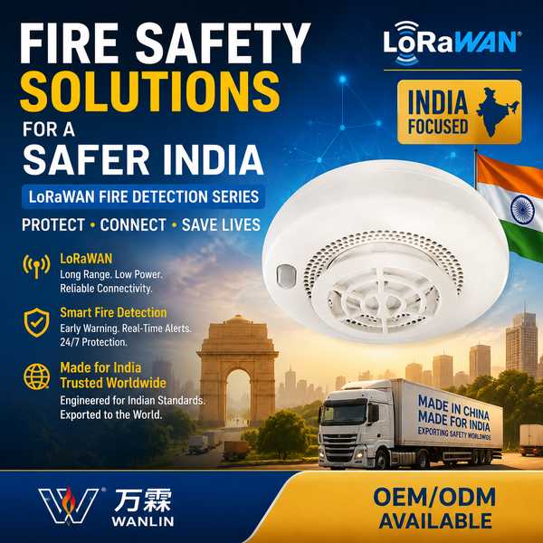 LoRaWANS détecteur de températures fixes Wanlin LoRaWANN appareil d'alarme d'incendie Meilleur fabricant de détecteur thermique de température fixe LoRaWAN ➡️ Faridabad Inde Export - EN54 Certifié Wanlin