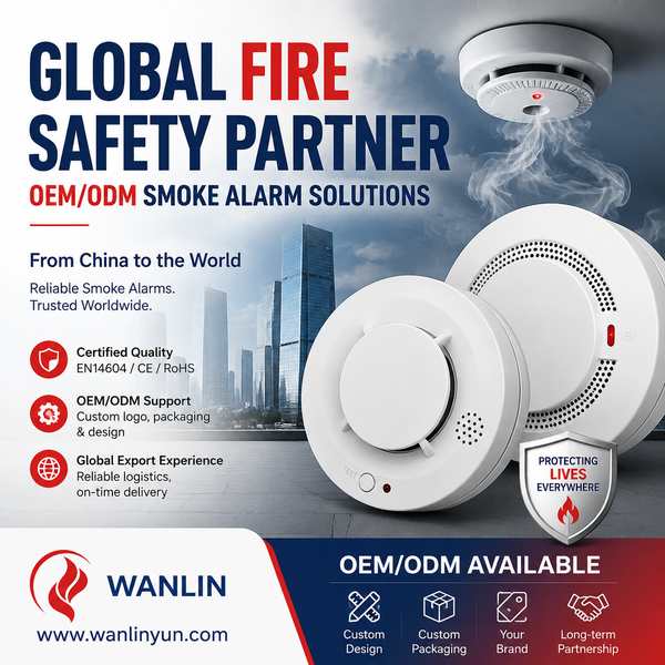 Wanlin Fire China Factory OEM Alarme defumée avec logo et packaging personnalisée Alarme de fume OEM avec logo et emballage personnalisés par Wanlin fire