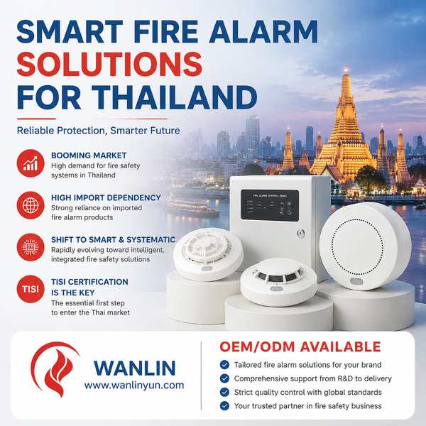 Wanlin Fire WL-TF200 — Thailand Smart Fire Market, TISI-Ready Detection and Alarm Export Manufacturing WL-TF200 Smart Fire Alarm for Thailand Market, New York