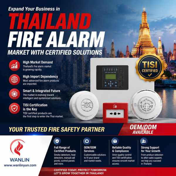 Wanlin Fire WL-TF200 — Thailand Smart Fire Market, TISI-Ready Detection and Alarm Export Manufacturing WL-TF200 Smart Fire Alarm for Thailand Market, Philadelphia