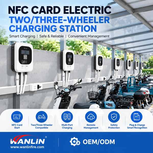 Commercial NFC EV charging station for Poland Buyers: NFC EV Charging Station for Two-Wheeler Three-Wheeler Export by Wanlin China Factory